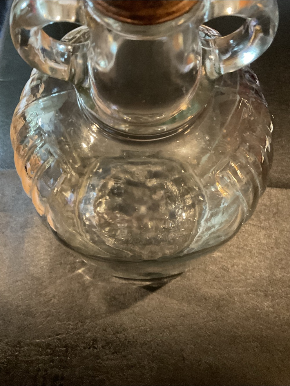 Vintage  farmhouse clearGlass Decorative Vase with Twin Handles -